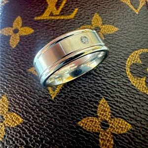 Mens Exquisite Titanium CZ Diamond Ring